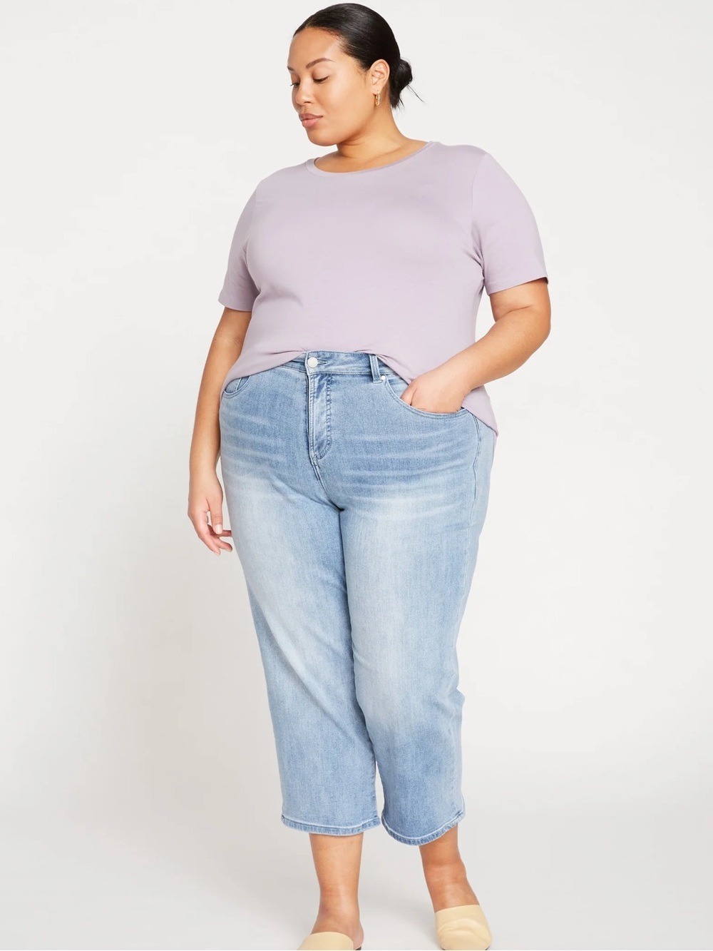 Universal Standard Bae Boyfriend Crop Jeans in Light Blue